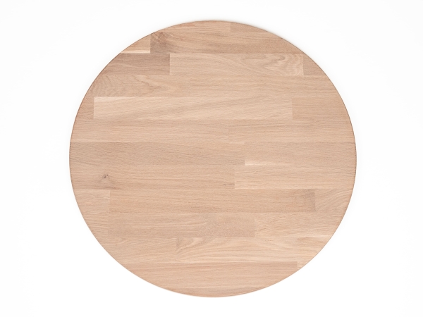 Round Tabletop Worktop Oak Select Natur, finger jointed lamellas, 26 mm, white oiled